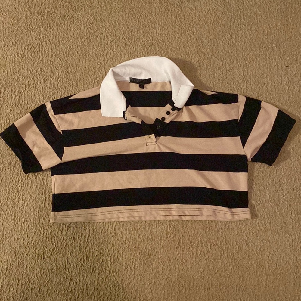 striped crop tee, button up